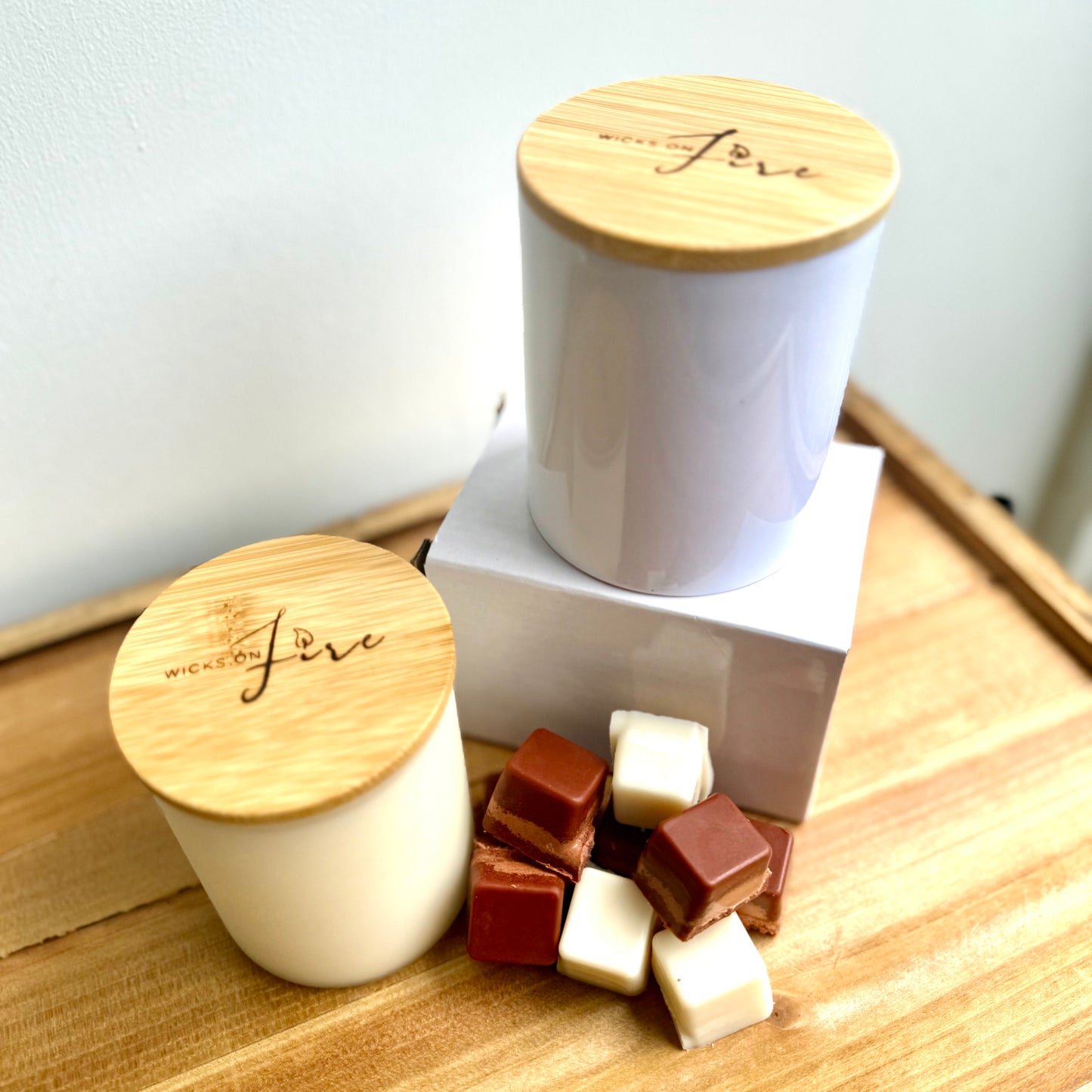 Custom candle with name and date printed on label