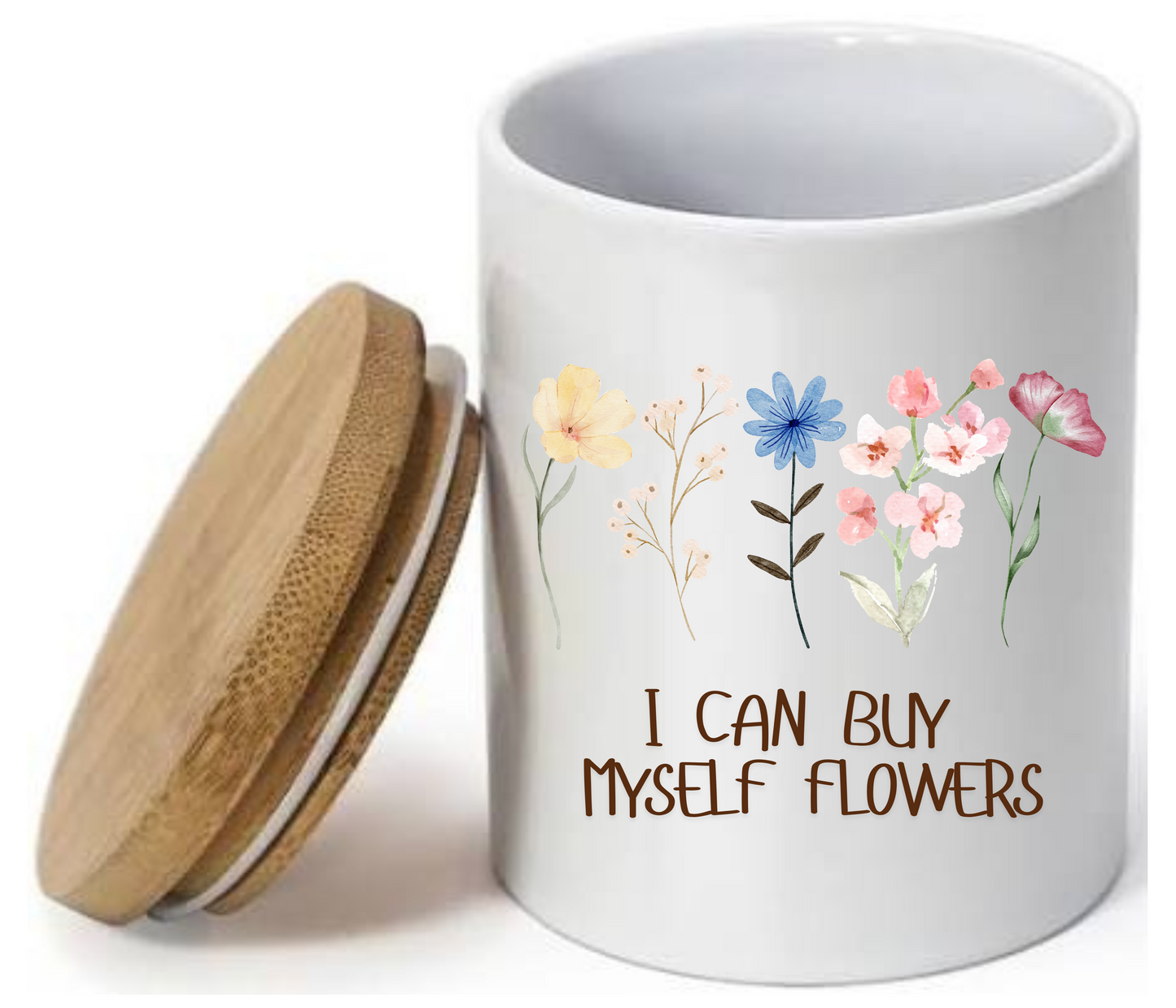 "I Can Buy Myself Flowers" 9oz Sublimation Candle – Bold Floral Design