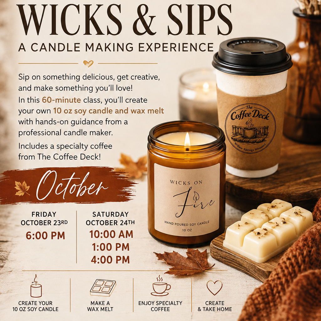 Wicks + Sips: Candle Making Experience